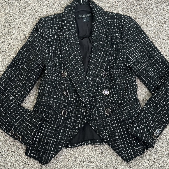 Rachel Zoe black and sliver tweed jacket size small - Picture 9 of 12